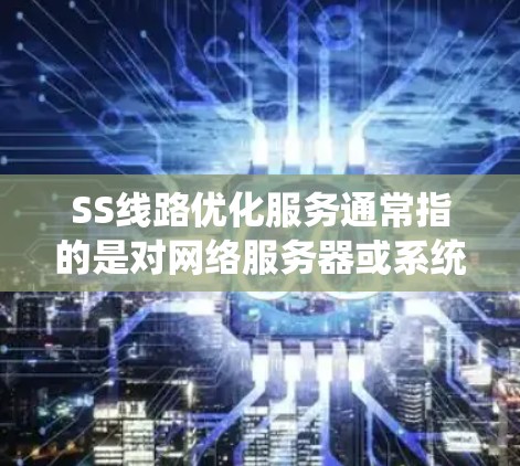 SS线路优化服务通常指的是对网络服务器或系统进行优化,以提高其性能、可靠性和稳定性。以下是一些相关的概念和步骤